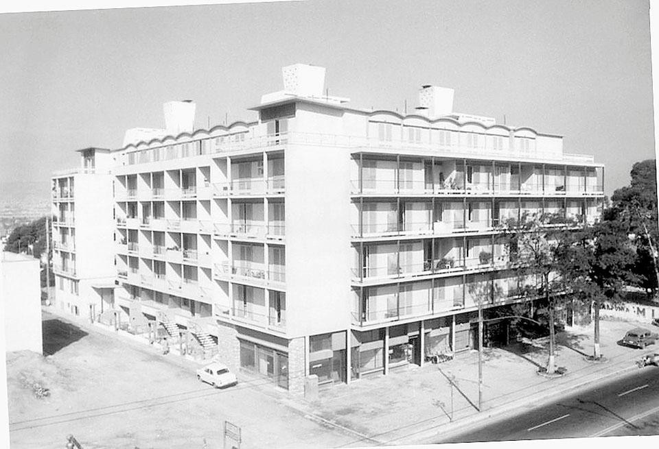 Built by Spanos and Papailiopoulos architects in the booming residential area of Patissia in 1960, Chara (above an image of the 1960s) had the purpose to deliver the original promise of Modernism.