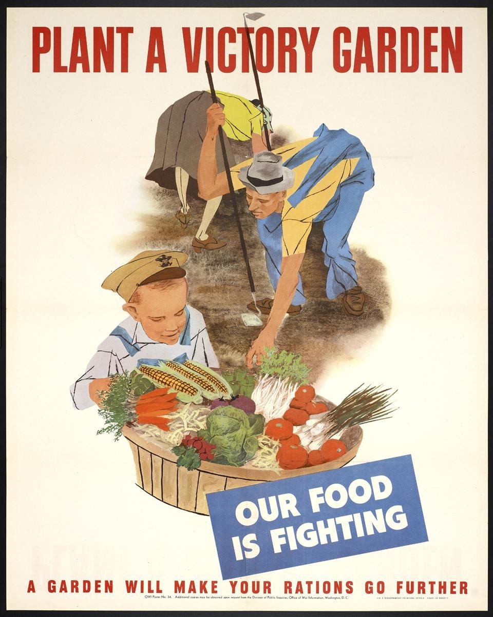 "Plant a Victory Garden", poster, 1943.
The Wolfsonian-Florida International University, Miami Beach, Florida, don de Leonard A.
Lauder, 2007.12.45.