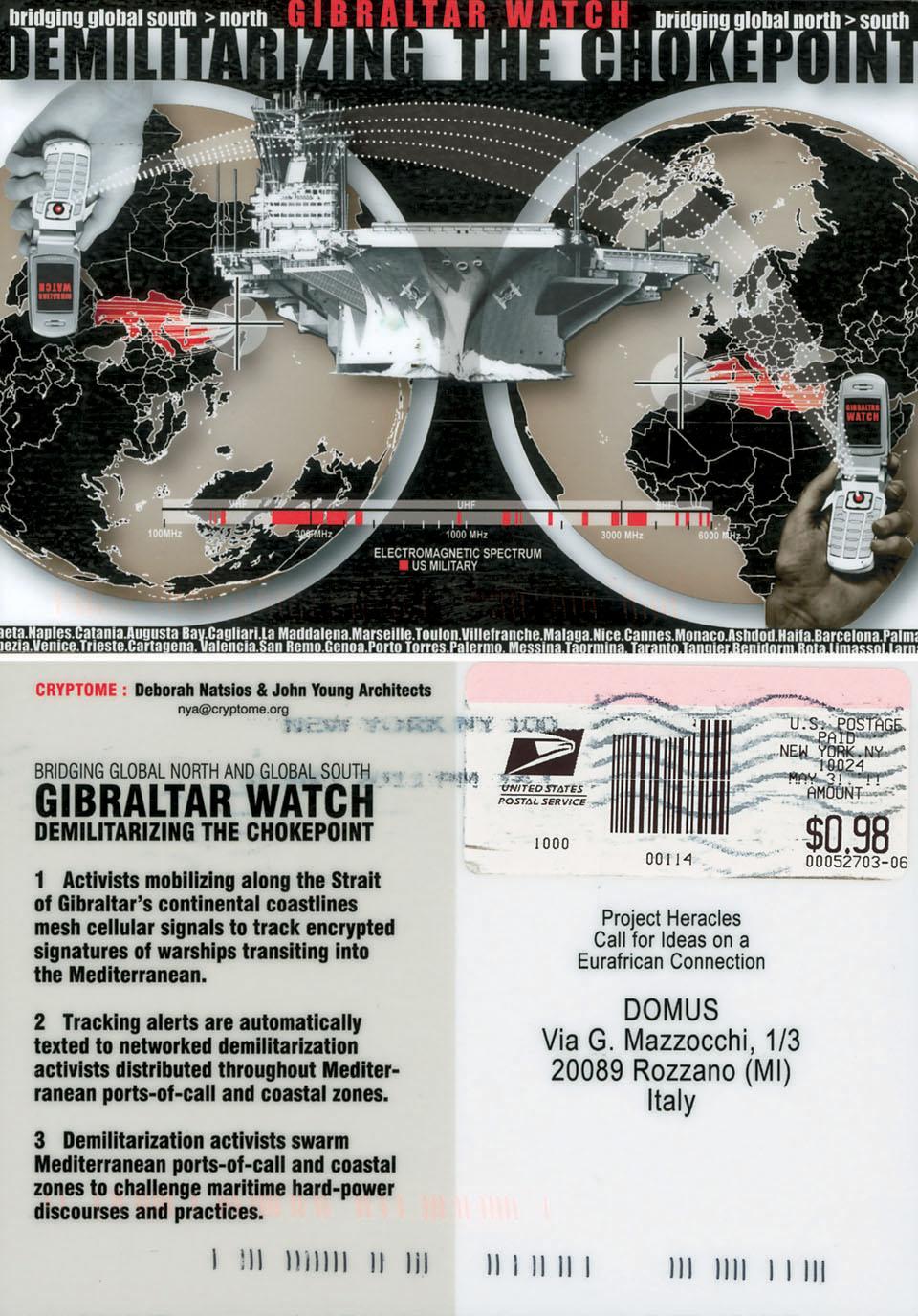 Gibraltar Watch. Demilitarizing the checkpoint, design by Cryptome (Deborah Natsios & John Young Architects), New York.