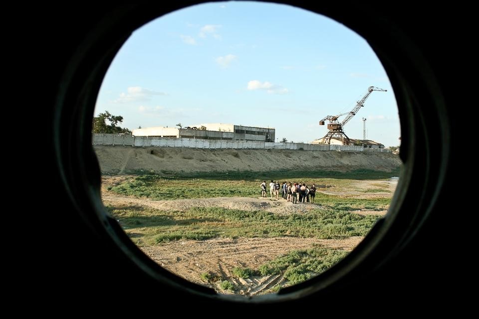 View from a defunct porthole. Photograph by Neil Berrett.