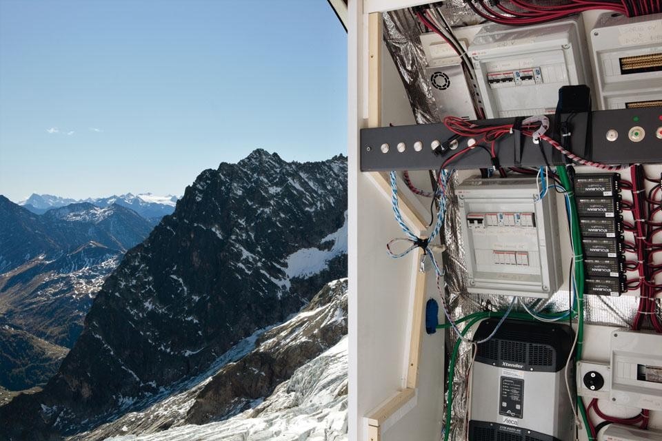 Equipped with external
sensors and an Internet
connection, the hut can
record and transmit data on
meteorological conditions