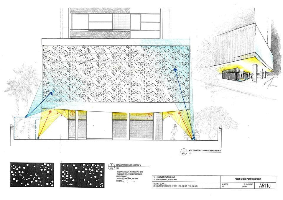 A sketch of the building's external illumination