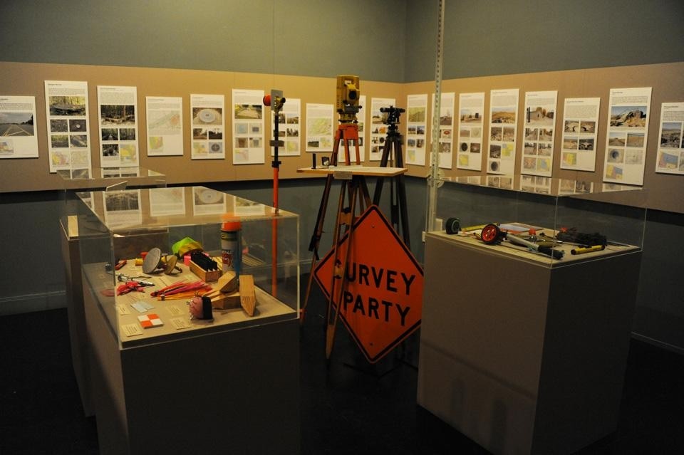 Center for Land Use Interpretation, <em> Initial Points: Anchors of America's Grid </em> installation view. Photo by CLUI