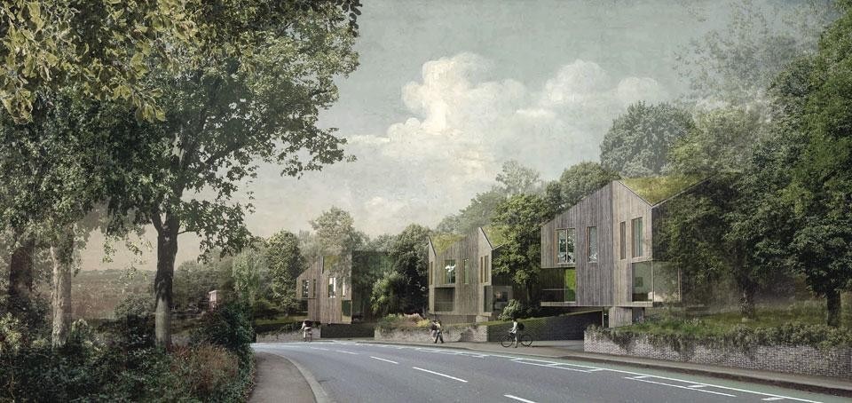The London-based
architectural visualisation studio
Picture Plane creates images
that go beyond photorealistic
representation and create
painterly images that convey
something of the intangible.
Top:
the Darklass settlement in
Scotland, designed by Níall
McLaughlin Architects.
Above: a housing development in South
London, designed by John Smart
Architects