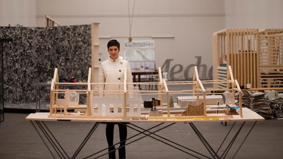 Top: Real Actors of Urban Transformation Playing Istanbul before the Earthquake. Image courtesy of Play the City. Above: Ekim Tan with temporary plan model of Mediamatic Fabriek. Photo by Dirk Brand 