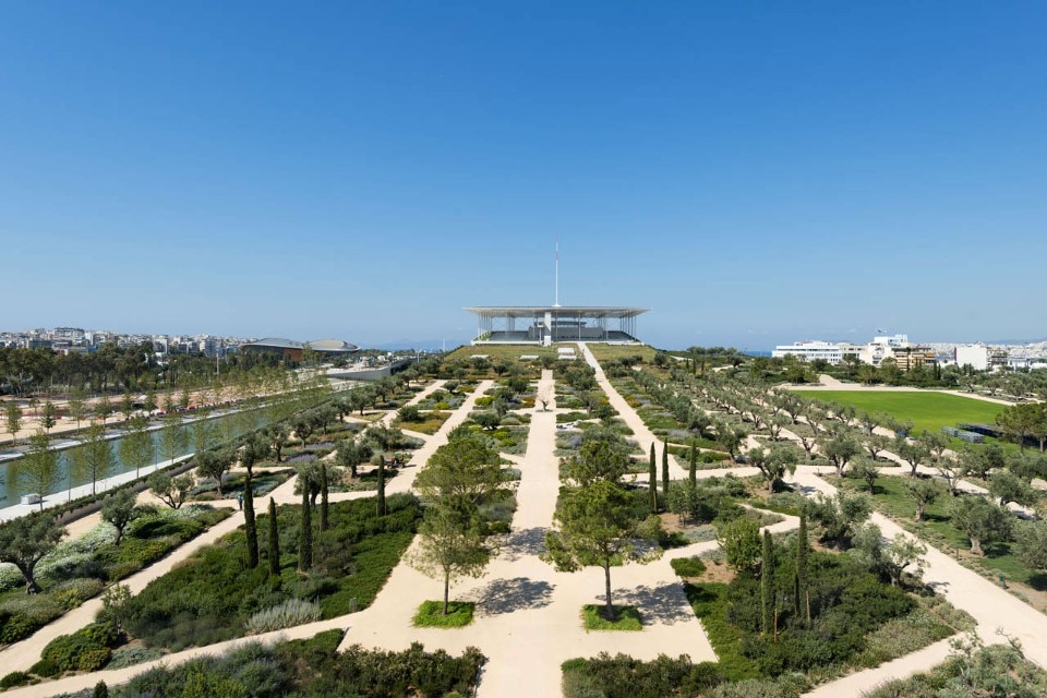 Renzo Piano Building Workshop, Stavros Niarchos Foundation Cultural Centre, view from the park. © SNFCC, photo Yiorgis Yerolymbos