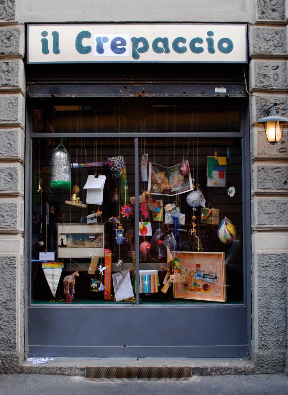 A view of <em>Il Crepaccio</em>, a window at the the Il Carpaccio restaurant, via Lazzaro Palazzi 19, in the Porta Venezia area
