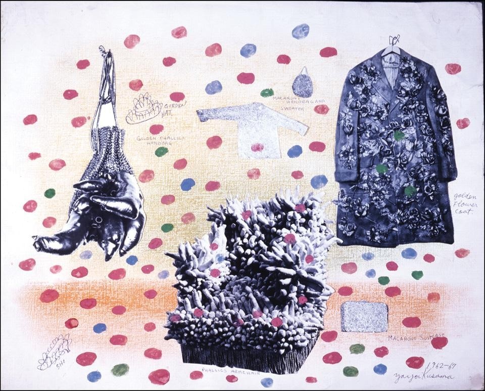 Yayoi Kusama, <i>Self-Obliteration No. 1</i>, 1962-7. Watercolor, ink, graphite, and photocollage on paper. Collection of the artist. © Yayoi Kusama. Image courtesy Yayoi Kusama Studio Inc.; Ota Fine Arts, Tokyo; Victoria Miro Gallery, London; and Gagosian Gallery, New York