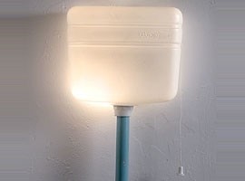 Plastic lamp by Notechdesign made from an old toilet cistern, 2002