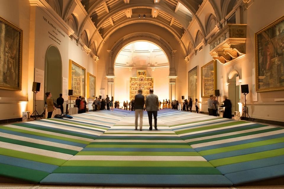 <i>Textile Field</i> by the brothers Bouroullec was installed in the Raphael Gallery, depicting the exploits of Saints Peter and Paul. These are scale models of the tapestries on the walls of the originally designed Sistine Chapel.