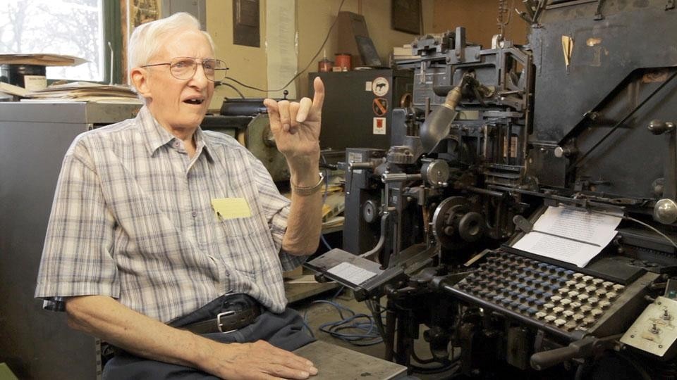 Deaf operator Eldon Meeks discusses his life with the Linotype