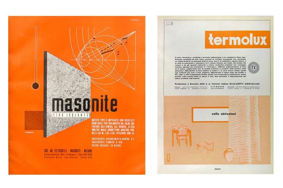 Left, Veronesi, <em>Masonite</em>, 1938. Right, <em>Veronesi</em>, Termolux, 1938