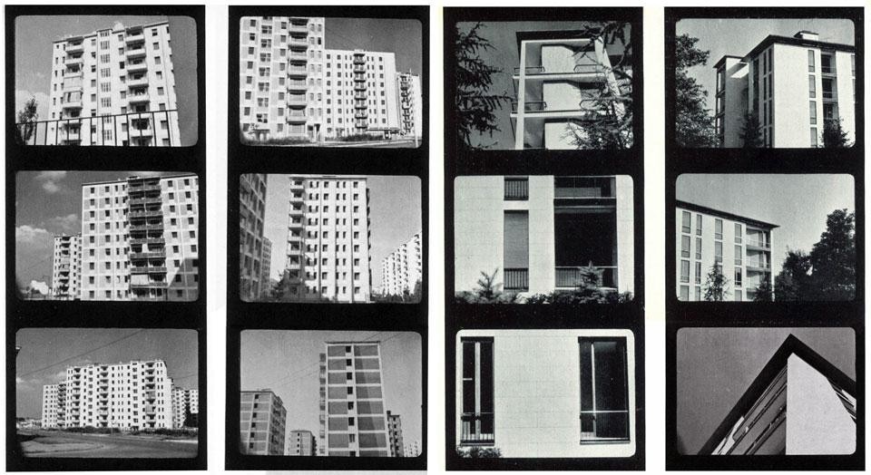 Film stills from Angelo Mangiarotti's documentary <em>Position of Architecture</em>, as reproduced in Domus 284 / July 1953