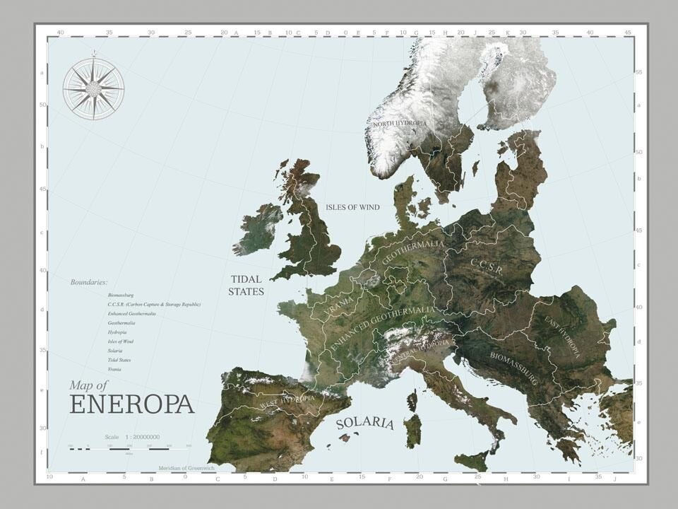 From <i>Roadmap 2050,</i> a project initiated by the European Climate Foundation on the decarbonisation of Europe. © OMA.