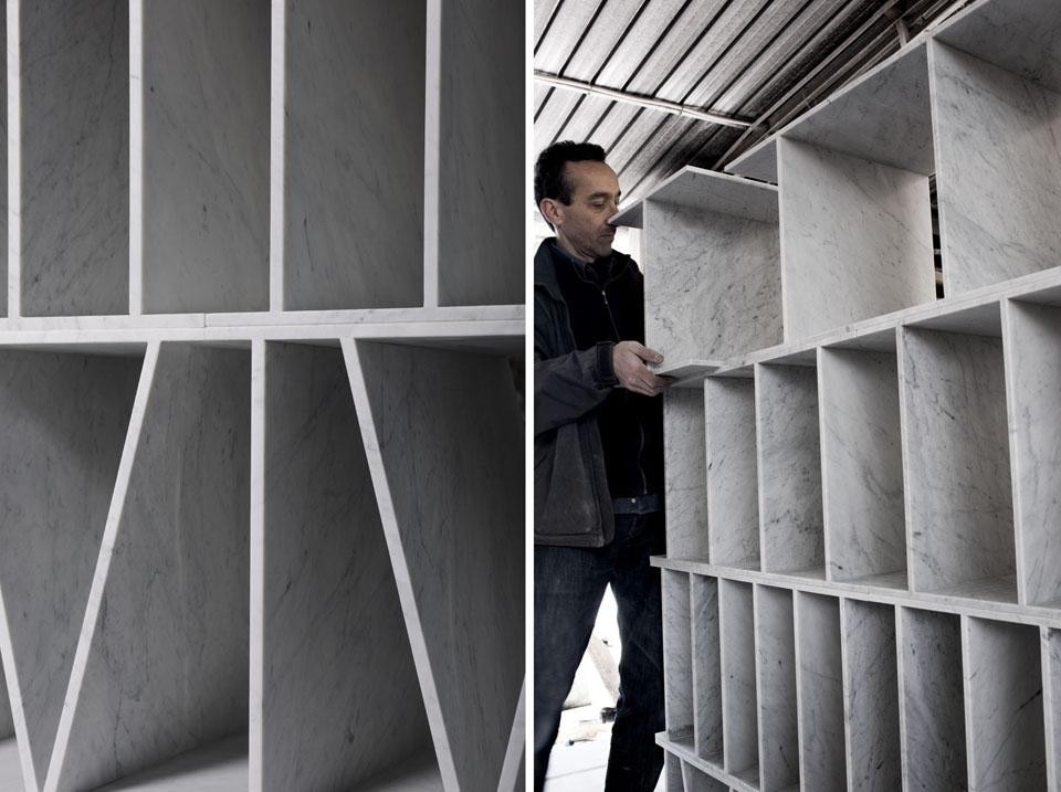 Paolo Ulian working on the prototype of the Numerica bookcase