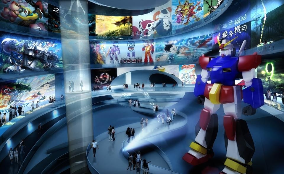 A giant robot is centre of the permanent exhibition spiral.