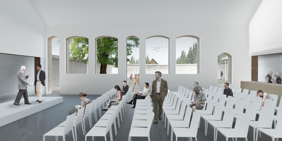 View of the multipurpose room for the Wulpen community center by SO – IL.