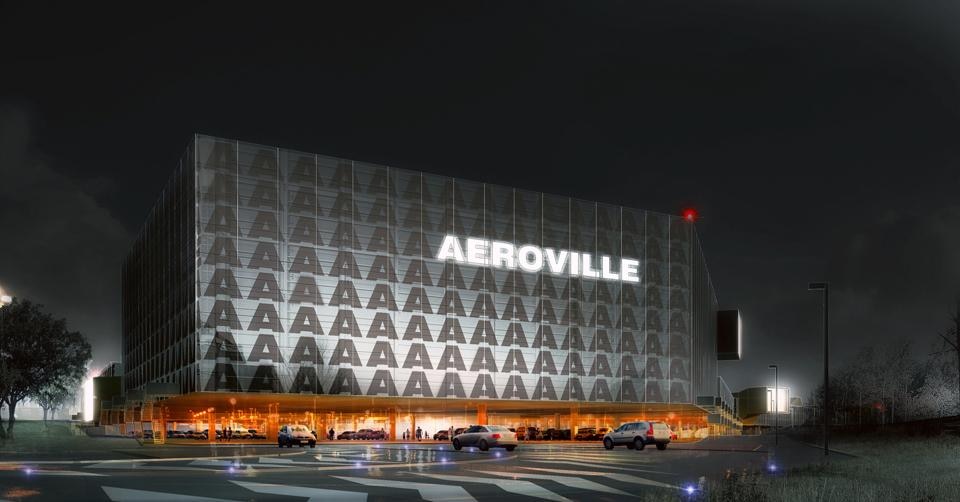 The new aeroville designed by Philippe Chiambaretta/PCA is an hybrid between an airplane terminal and a shopping mall