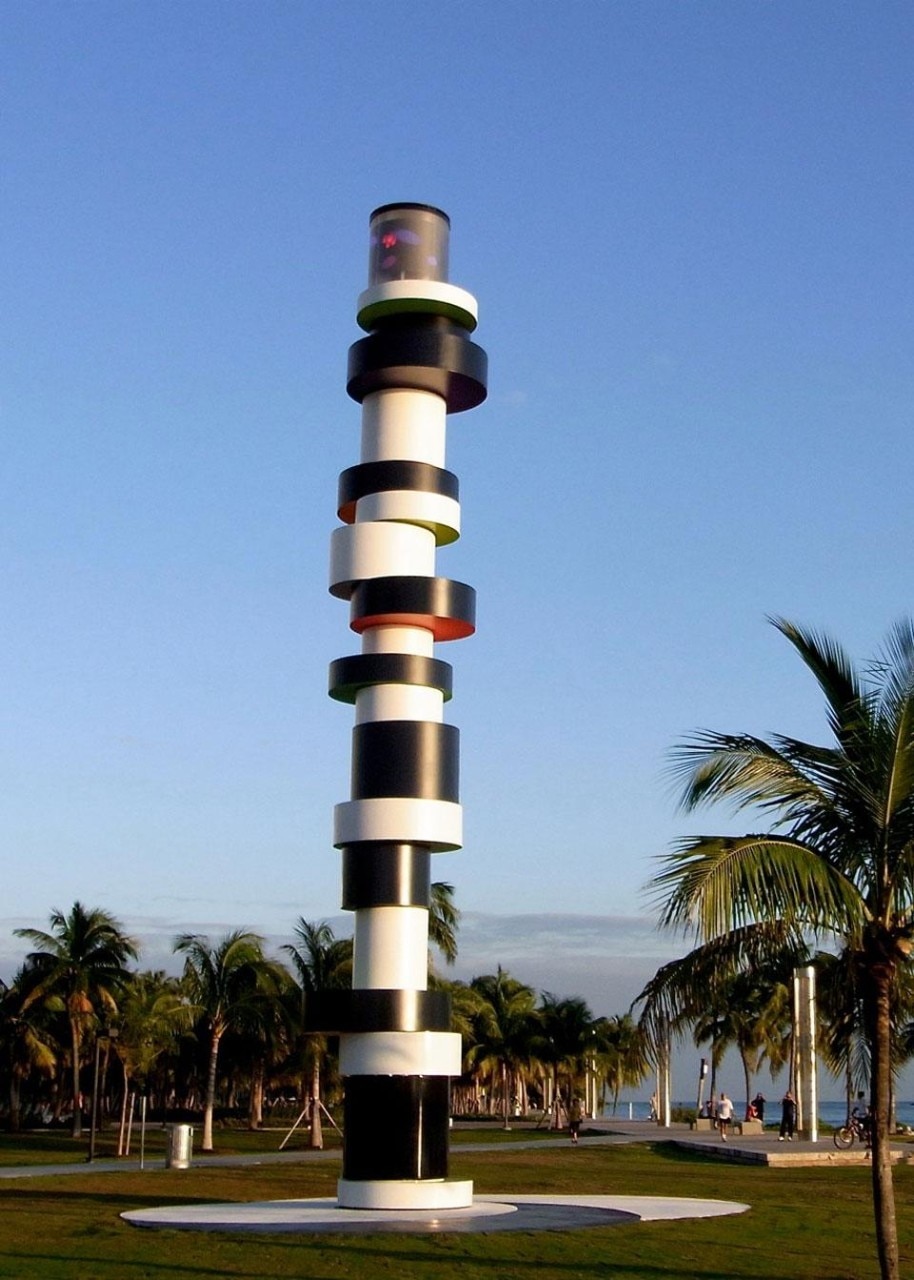 The <i>Obstinate Lighthouse</i>, about 17-metres high, is made of steel, aluminum, acrylic concrete and LED lights
