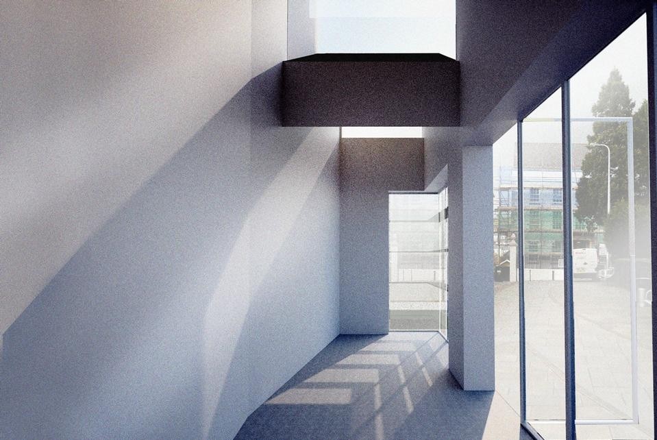 Aberrant architecture, extension project for the Oriel Myrddin Gallery, interior view