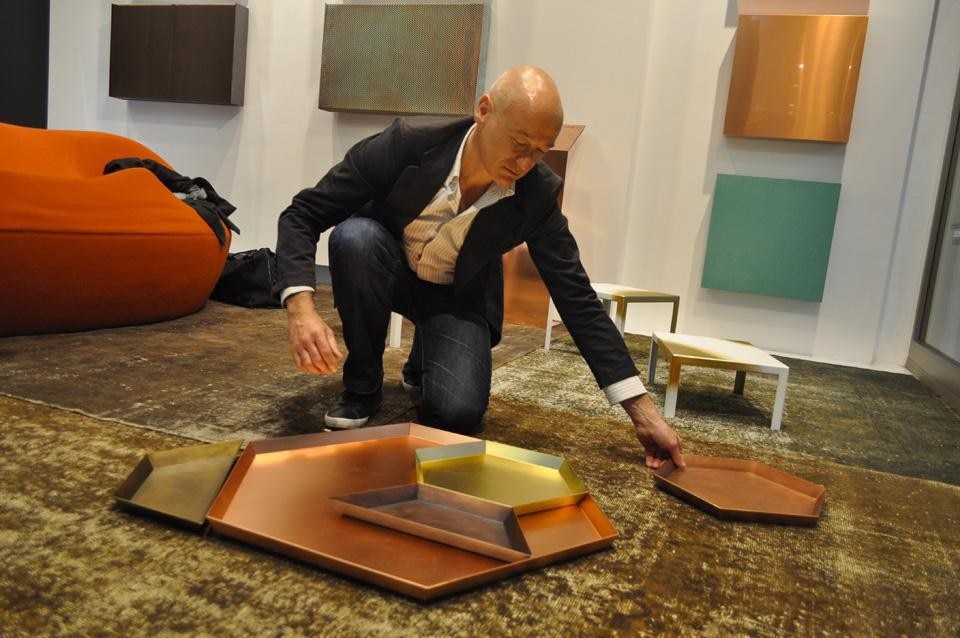 Set of copper trays designed by Francesco Rota for KME