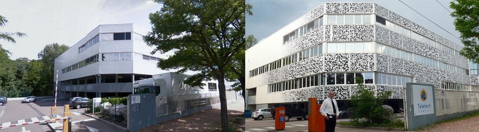 MVRDV, <em>Teletech call centre</em>, Dijon, France. Before and after the intervention