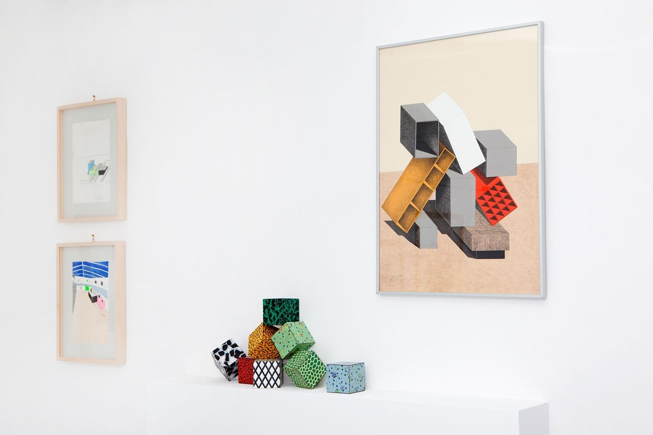 View of the exhibition “Ettore Sottsass: Opere grafiche” at Galerie Essere, Paris