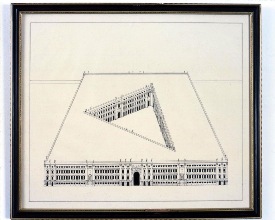 Pablo Bronstein, Large Building with Courtyard, 2005. Ash L'ange Collection. Courtesy Herald St. London