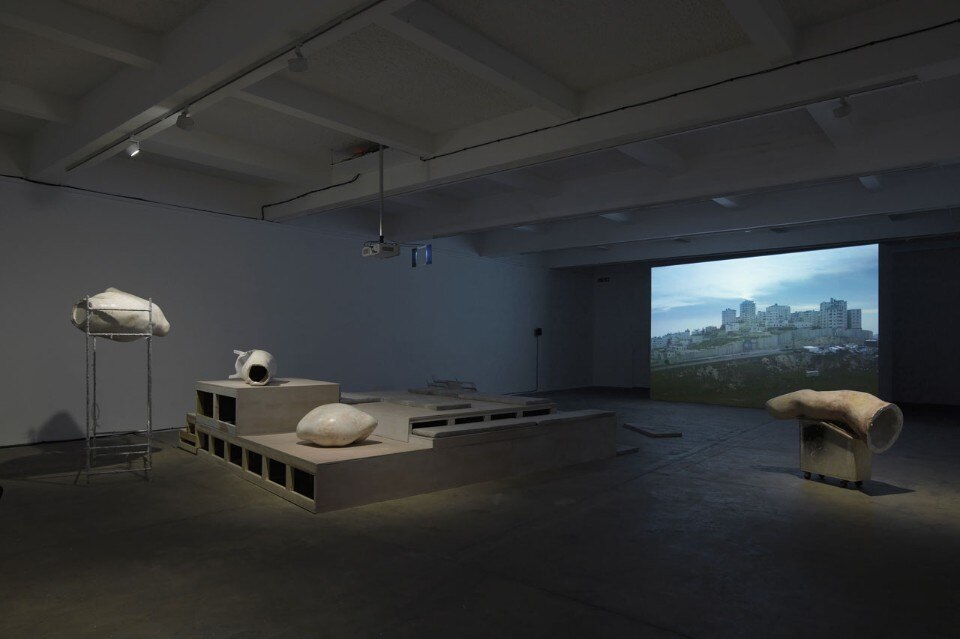Jumana Manna. Installation view, Chisenhale Gallery, 2015. Co-commissioned by the Sharjah Art Foundation and Chisenhale Gallery with Malmö Konsthall and the Biennale of Sydney.  Courtesy of the artist and CRG Gallery (New York)
