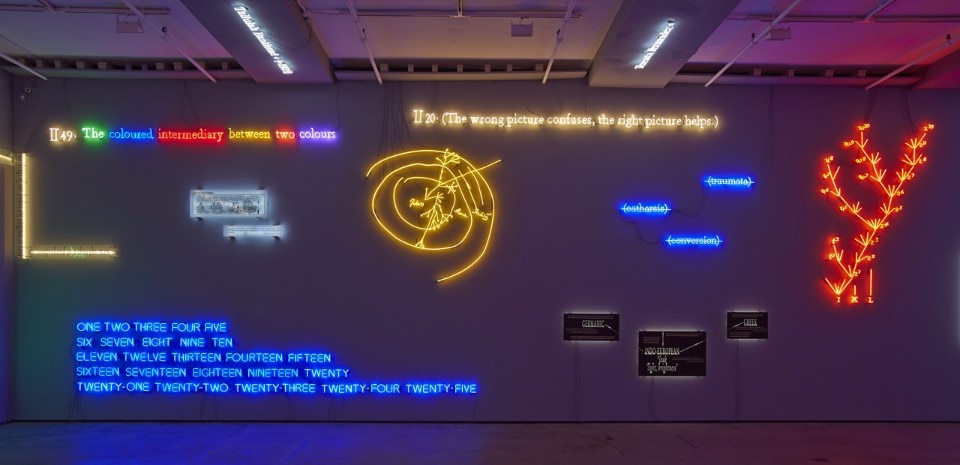 Joseph Kosuth, “Agnosia, an Illuminated Ontology”, view of the exhibition at Sean Kelly Gallery, New York