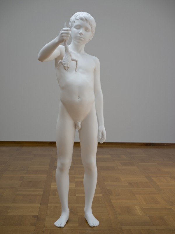 Charles Ray, Boy with Frog, cast stainless steel and acrylic polyurethane, 2008