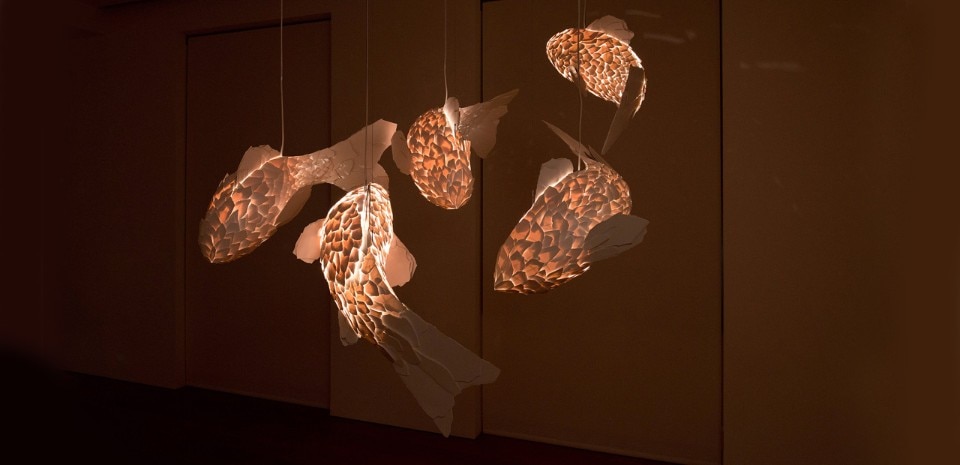 Frank Gehry, Fish Lamps at the Gagosian Gallery, Rome, 2016
