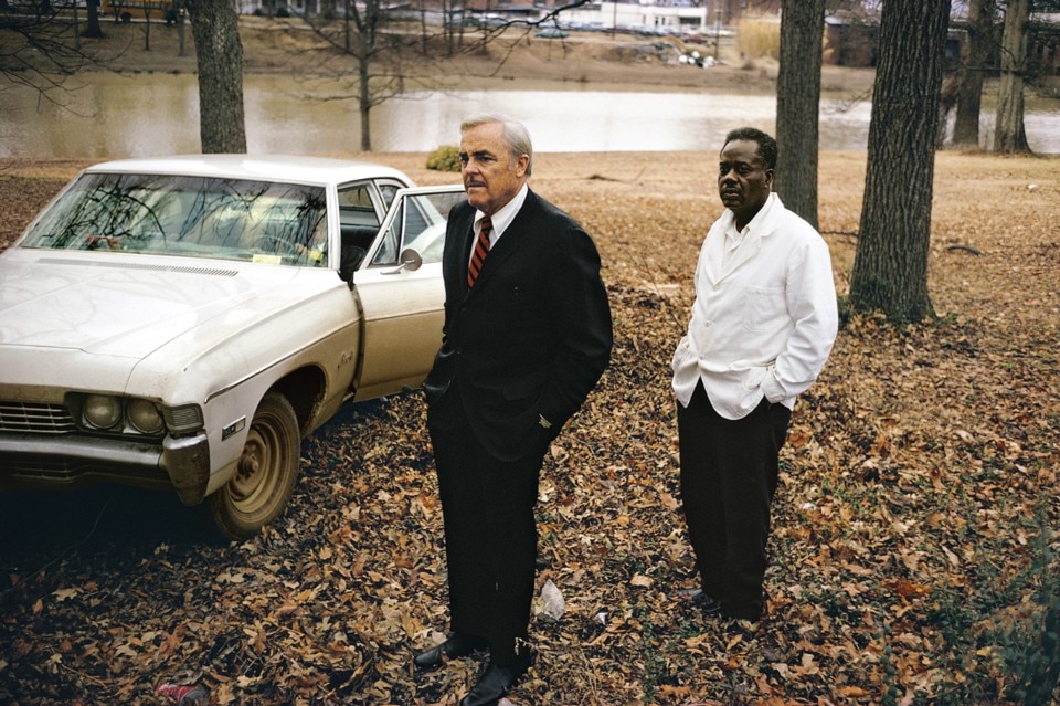 William Eggleston, Untitled, 1969 - 70 (the artist's uncle, Ayden Schuyler Senior, with Jasper Staples, in Cassidy Bayou, Sumner, Mississippi). ©Eggleston Artistic Trust