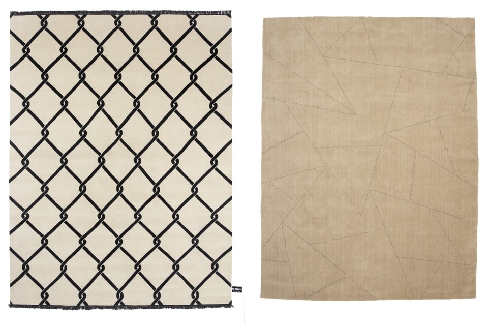 Left: Federico Pepe, N.N.N. Right: Chiara Andreatti, Stitch rug, cc-tapis, 2017