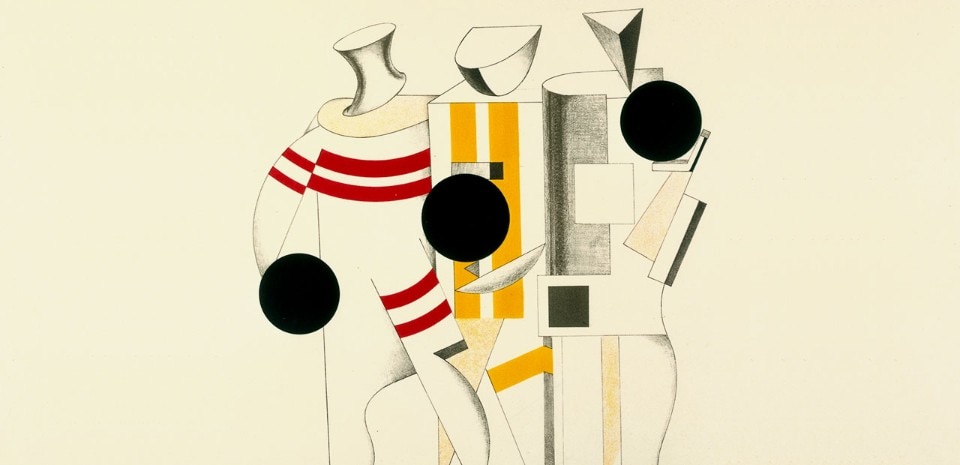 El Lissitzky, Sportsmen from the three-Dimensional design of the electro-mechanical show "Victory over the Sun", 1923 
