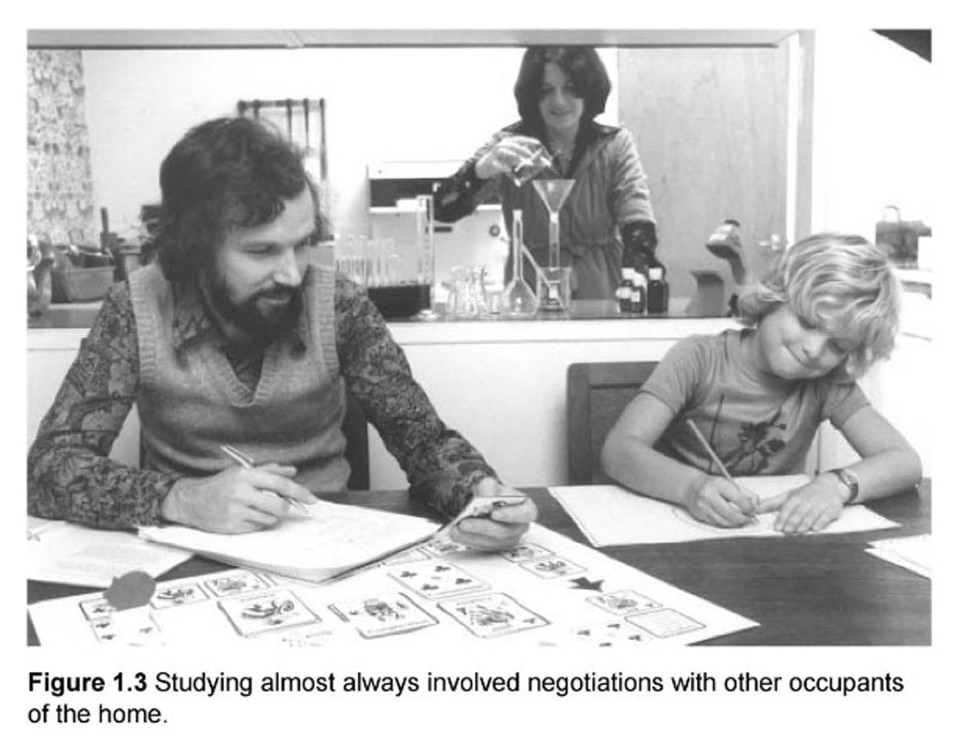 Open University students studying at home, ca. 1973. © Open University