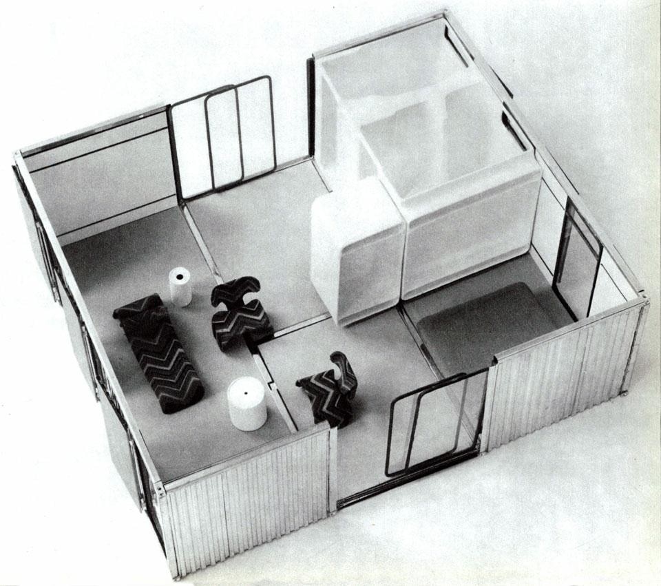 Dettaglio pagine interne Domus 467 / ottobre 1968.  Proposta di Wilfried Lubitz, modello della casa