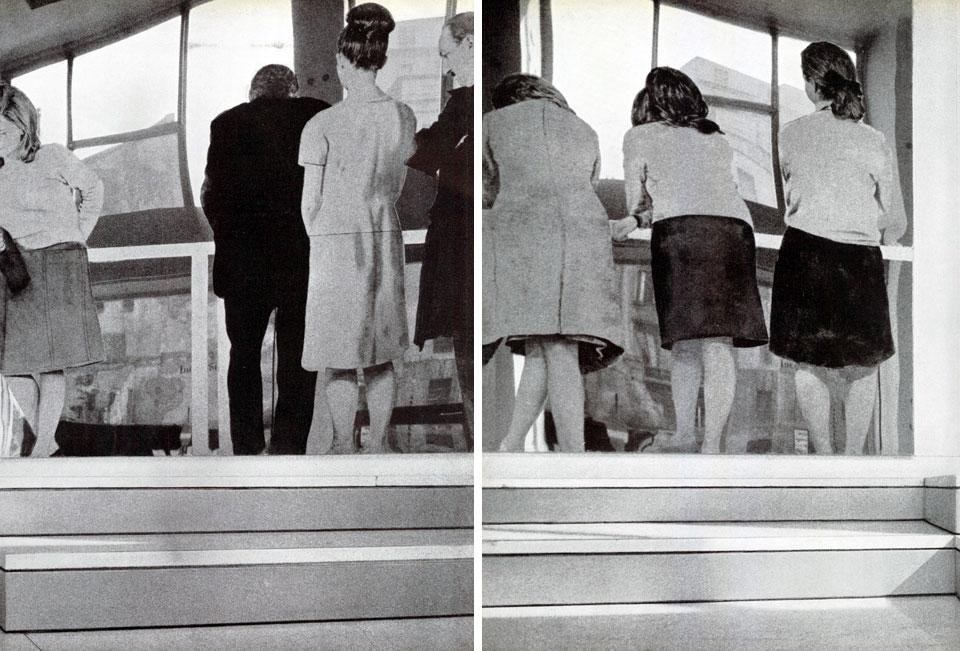 Dettaglio pagine interne Domus 428 / luglio 1965. Mostra nella Sala 'Espressioni' dell'Ideal Standard, Milano. 'Espressione' di Michelangelo Pistoletto