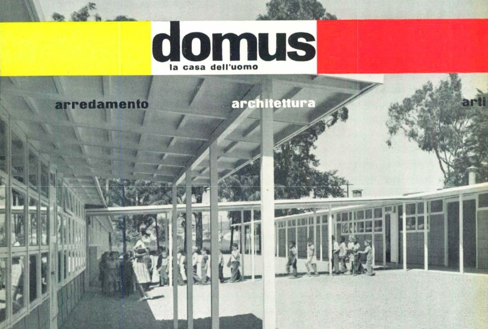 Architettura educatrice. Domus 220, giugno 1947. La copertina del numero.
