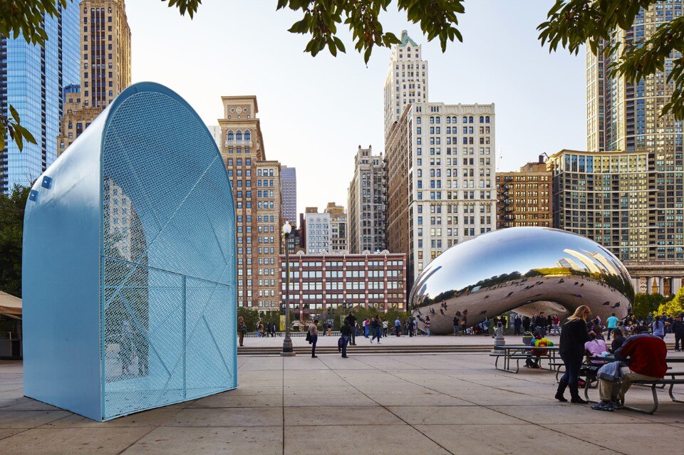 The University of Illinois at Chicago School of Architecture and Paul Andersen, (Indie Architecture), and Paul Preissner (Paul Preissner Architects), Summer Vault, Millenium Park, Chicago. Photo by Tom Harris, © Hedrich Blessing. Courtesy of the Chicago Architecture Biennial