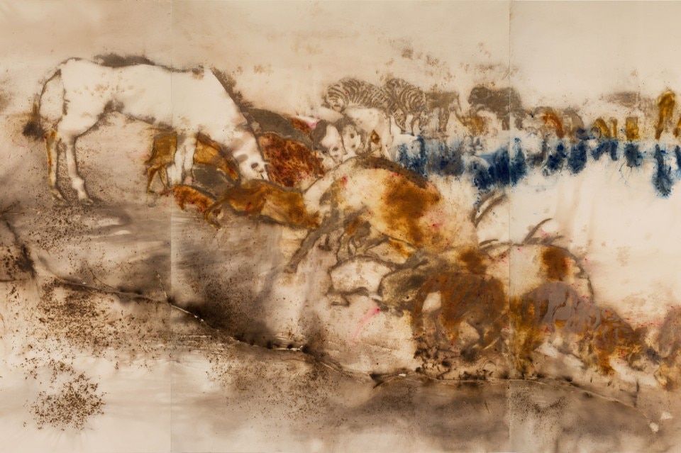 Cai Guo-Qiang, <i>White Tone</i> (dettaglio), 2016 Polvere da sparo su carta, collezione dell'artista © Cai Guo-Qiang