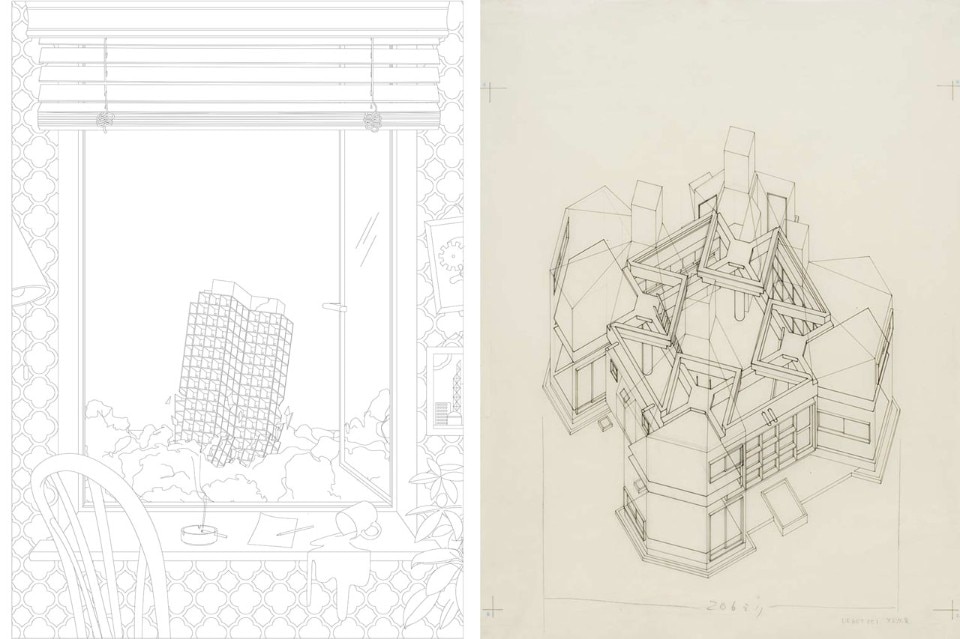 A sinistra: OMMX, Reliquary, 2016. A destra: Toyo Ito, Aluminium House, 1970-1971