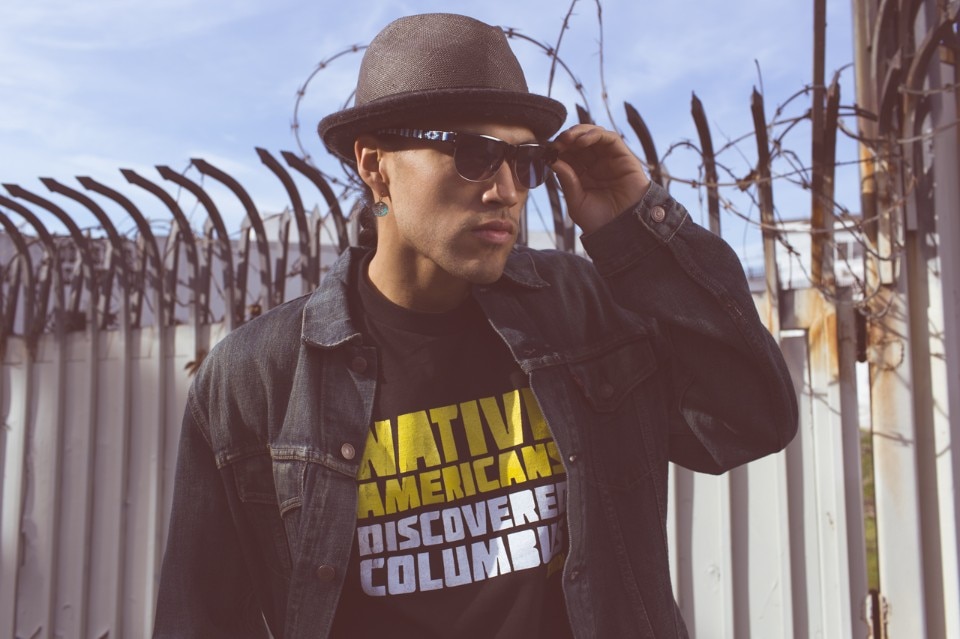 Jared Yazzie (Diné – Navajo) per OxDx, Native Americans Discovered Columbus, t-shirt, 2012