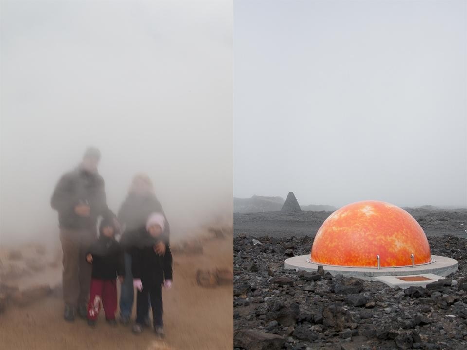 Judy Natal, <i>Future Perfect 2040</i>: Steam Portrait Family and Sun in Fog.