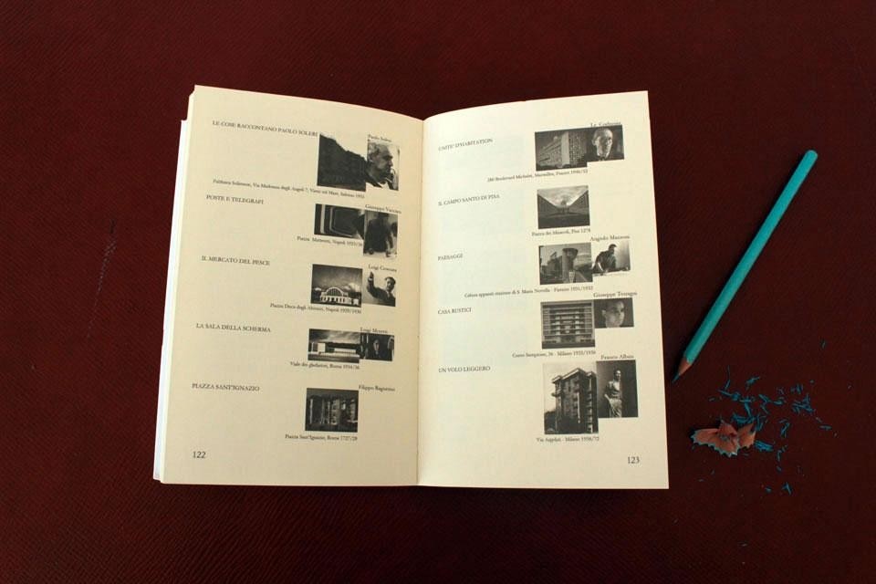 Davide Vargas, <em>Racconti di architettura</em>, Tullio Pironti editore, 2012. Dettaglio pagine interne con mappa delle opere menzionate