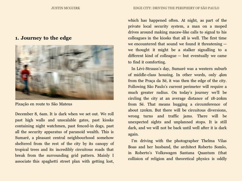Justin McGuirk, <em>Edge City. Driving the Periphery of São Paulo</em>, Strelka Press, Mosca 2012. Dettaglio pagine interne