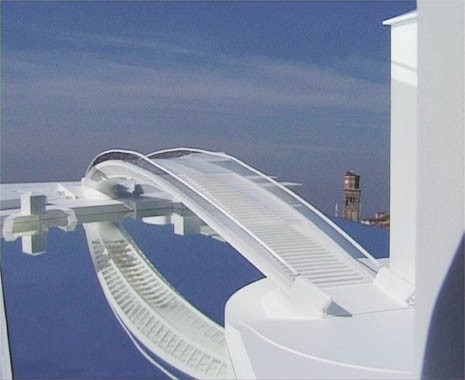 Calatrava's plan for a new bridge in Venice on Canal Grande. Photo courtesy Venice City Council Calatrava's plan for a new bridge in Venice on Canal Grande. Photo courtesy Venice City Council
