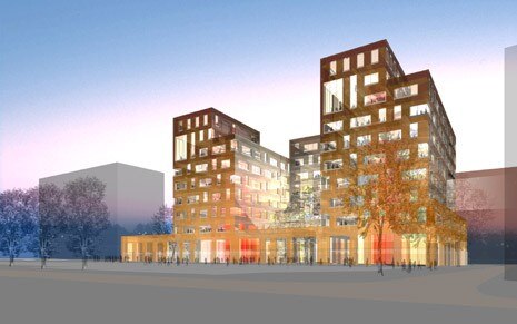 Two large buildings in an L shape form the design by Philippe Chaix and Jean-Paul Morel for the new physics laboratories