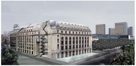 In Rudy Ricciotti’s design for the conversion of the Grands Moulins the overall space remains almost intact, the facades are made lighter with the addition of whole glazed areas, whilst to create the necessary space within it is divided into various levels. The budget is estimated at 25.5 million euro