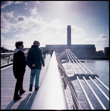 The bridge was originally conceived as part of the strategy to convert the former Bankside power station, above, into the Tate Modern. It was seen as a way to encourage pedestrian visitors to cross the Thames from St Paul’s cathedral, directly opposite
